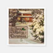 とても陽気なクリスマスクラシックの伝統的冬 スタンダードカクテルナプキン (正面)