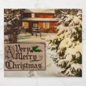 とても陽気なクリスマスクラシックの伝統的冬 スパークリングワインラベル (シングルラベル)