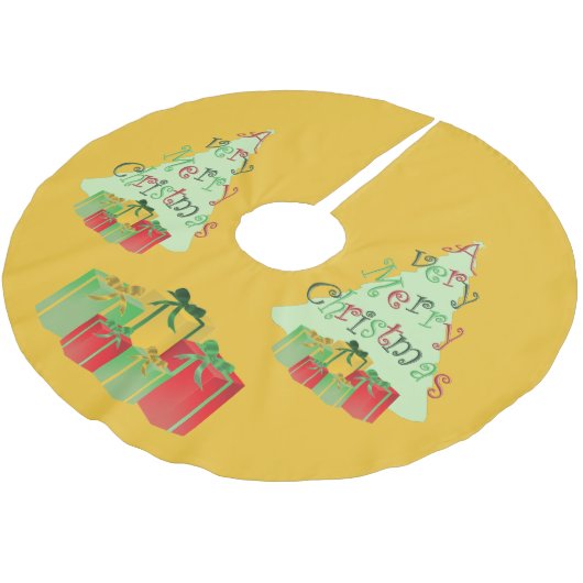 とても陽気なクリスマスツリースカート ブラッシュドポリエステルツリースカート (アングル)