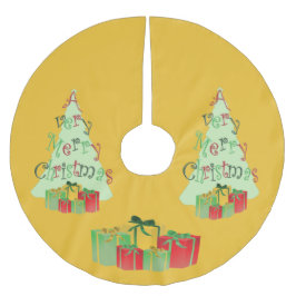 とても陽気なクリスマスツリースカート ブラッシュドポリエステルツリースカート