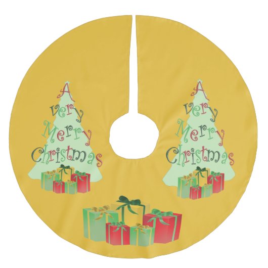 とても陽気なクリスマスツリースカート ブラッシュドポリエステルツリースカート (正面)