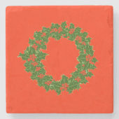 とても陽気なクリスマスリース ストーンコースター (正面)