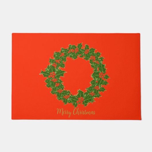 とても陽気なクリスマスリース ドアマット (正面)