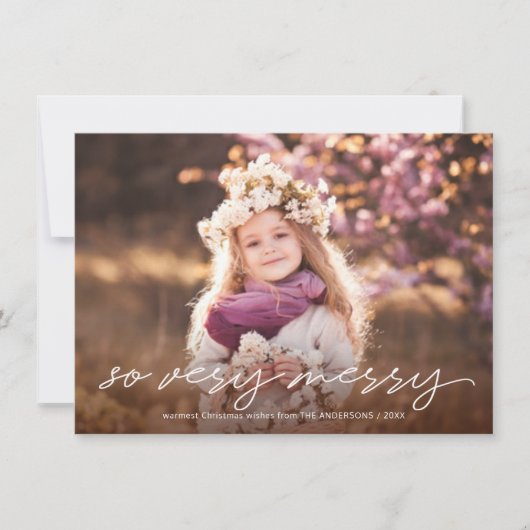 とても陽気なクリスマス手書きの脚本写真 シーズンカード (正面)