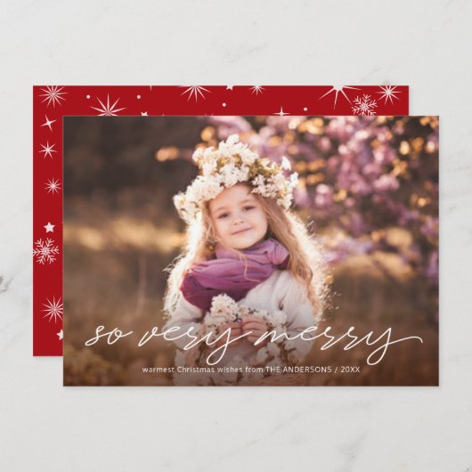 とても陽気なクリスマス手書きの脚本写真 シーズンカード (正面/裏面)