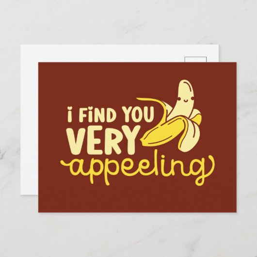 とても食欲をそそるかわいいおもしろいバナナバレンタインデー ポストカード (正面/裏面)