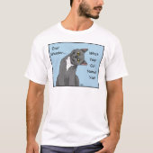 とて疑問に思も妙な猫青 Tシャツ (正面)