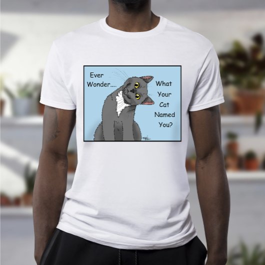とて疑問に思も妙な猫青 Tシャツ