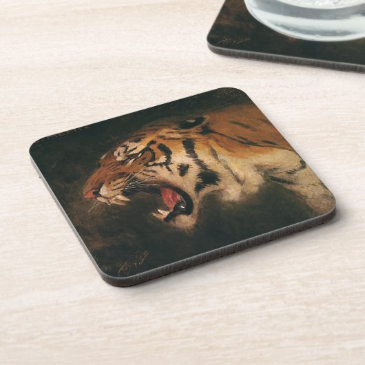 とどろいているヴィンテージのベンガルトラの大きな猫野生動物 コースター (左側)