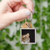 とどろくトラの顔の閉めて下さい キーホルダー (手)