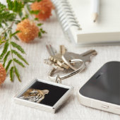 とどろくトラの顔の閉めて下さい キーホルダー (側面)