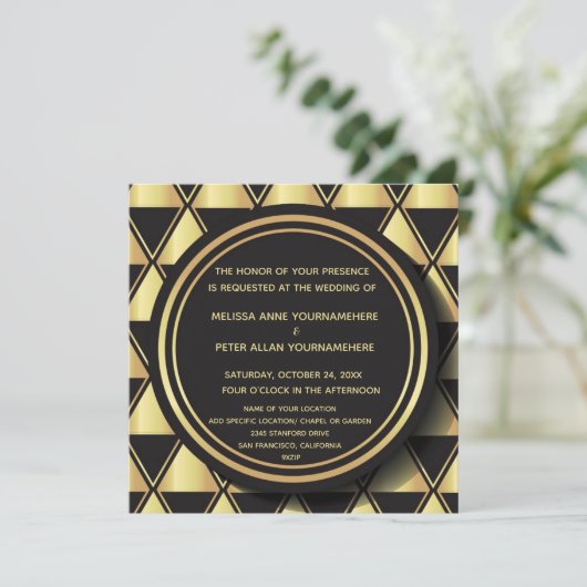 とどろく二十代のアールデコの結婚 招待状 (スタンド正面)