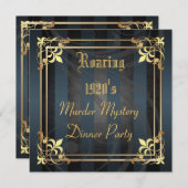 とどろく二十代のアールデコの黒のパーティの招待状 招待状 (正面/裏面)