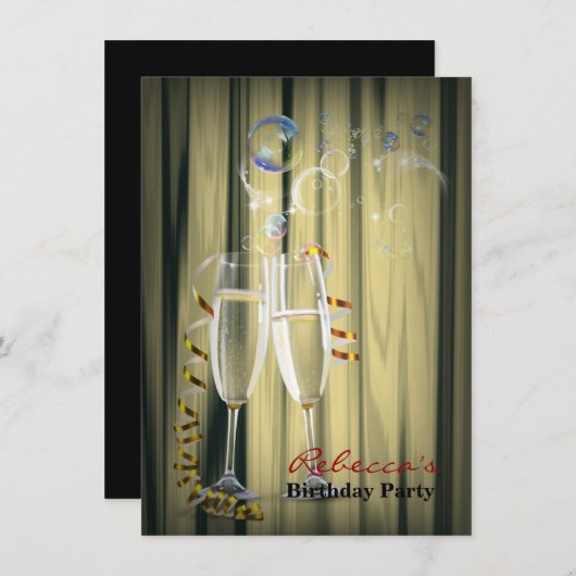 とどろく二十代のシャンペンエレガントなgatsbyガラス 招待状 (正面/裏面)