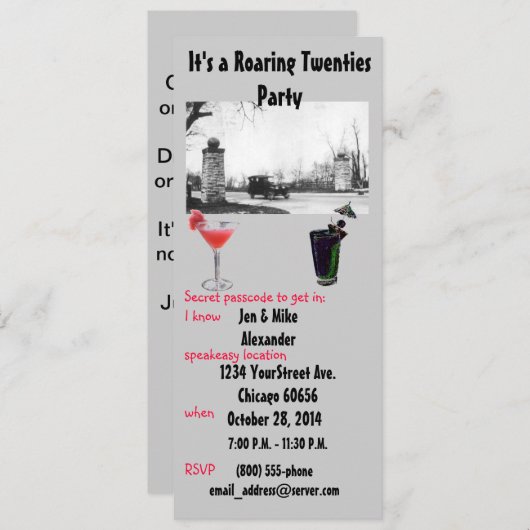 とどろく二十代のテーマのパーティーの招待 招待状 (正面/裏面)