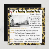 とどろく二十代のパーティーのフラッパーのヒョウ 招待状 (正面/裏面)