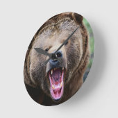 とどろく灰色グマ ラウンド壁時計 (傾斜)