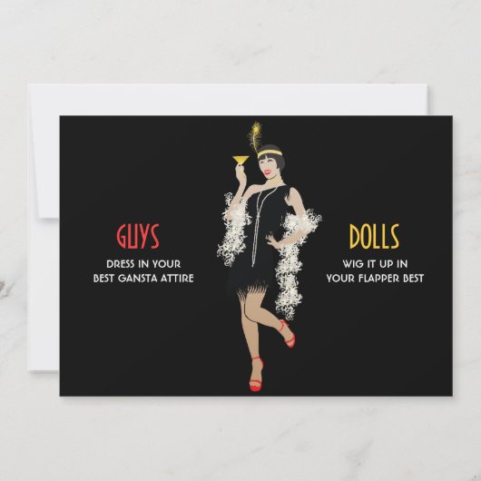 とどろく20年代のアフリカのフラッパーの女の子の招待状 招待状 (裏面)