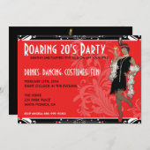 とどろく20年代のアフリカのフラッパーの女の子の招待状 招待状 (正面/裏面)