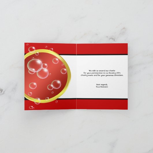 とどろく20年代のフラッパーの女の子のサンキューカード サンキューカード (内部)