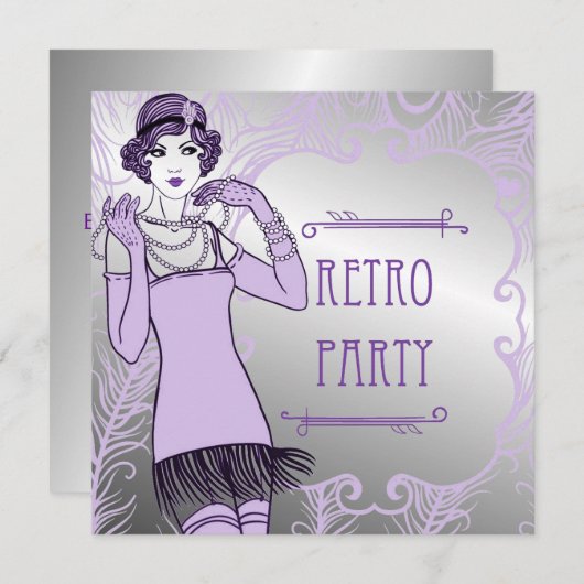 とどろく20年代のフラッパーの女の子のレトロのパーティの招待状 招待状 (正面/裏面)