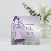 とどろく20年代のフラッパーの女の子のレトロのパーティの招待状 招待状 (スタンド正面)