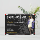とどろく20年代のフラッパーの女の子のレトロの招待状 招待状 (スタンド正面)
