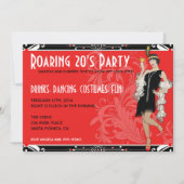 とどろく20年代のフラッパーの女の子のレトロの招待状 招待状 (正面)