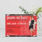 とどろく20年代のフラッパーの女の子のレトロの招待状 招待状 (スタンド正面)