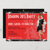 とどろく20年代のフラッパーの女の子のレトロの招待状 招待状 (正面/裏面)