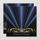 とどろく20年代の黒いアールデコのブライダルシャワー 招待状 (正面/裏面)