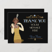 とどろく20sアフリカ系アメリカ人のフラッパーは感謝していしています サンキューカード (正面/裏面)