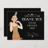 とどろく20sフリンジの服の羽のフラッパーは感謝していしています サンキューカード (正面/裏面)