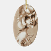 とどろく20s女の子のセピア色 セラミックオーナメント (右)