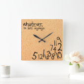 とにかくコルクのバックグラウンドで遅れる スクエア壁時計 (ホーム)