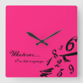 とにかく私が遅い時刻数時間であるものは何でも スクエア壁時計 (正面)