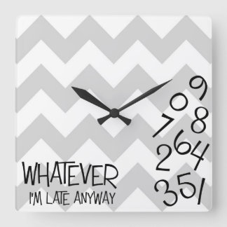 とにかく私は遅れます時間を記録します スクエア壁時計