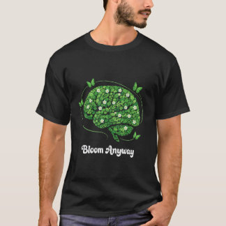 とにかく花開く フラワー レトロ 脳メンタルヘルス啓発 Tシャツ
