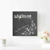 とにかく遅れちゃったヴィンテージChalkboard スクエア壁時計 (ホーム)