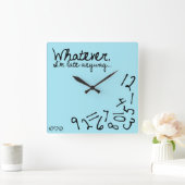 とにかく遅れちゃった – light blue スクエア壁時計 (ホーム)