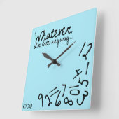 とにかく遅れちゃった – light blue スクエア壁時計 (傾斜)