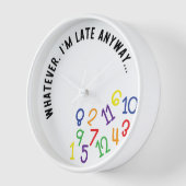 とにかく遅刻だおもしろいカラフルろ 壁時計 (傾斜)