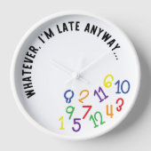 とにかく遅刻だおもしろいカラフルろ 壁時計 (正面)