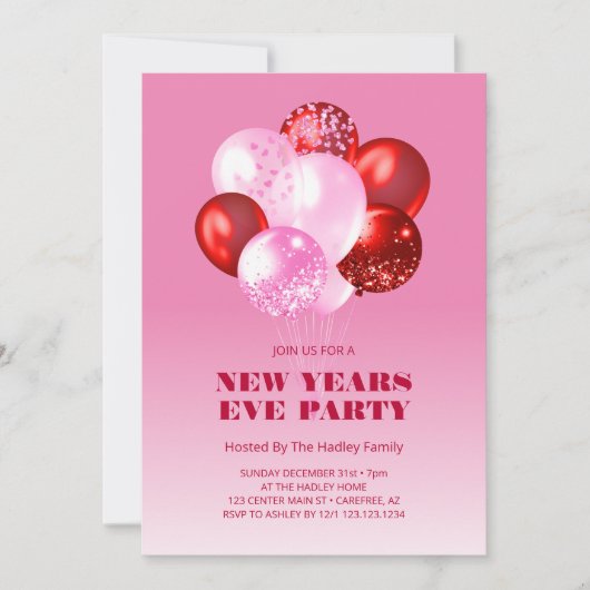 とはっきりしたニューモダンイヤーイブ招待状 招待状 (正面)