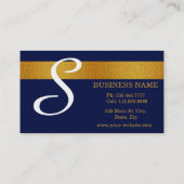 とはっきりしたブルーエレガント金ゴールドストライプのメイクアップアーティスト 名刺 (裏面)