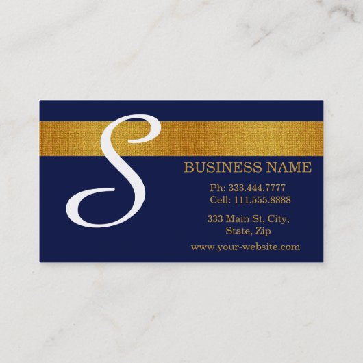 とはっきりしたブルーエレガント金ゴールドストライプのメイクアップアーティスト 名刺 (裏面)