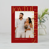 とはっきりした光沢のあるモダン金ゴールド・ホリデー・フォト・カード 箔シーズンカード (立ち正面)