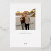 とはっきりした光沢のあるモダン金ゴールド・ホリデー・フォト・カード 箔シーズンカード (裏面)