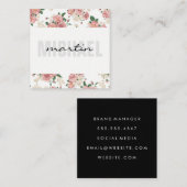 とはっきりした文字の花エレガントのトリム模様 スクエア名刺 (正面/裏面)