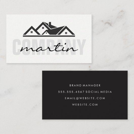 とはっきりした文字の財産の実在アイコン 名刺 (正面/裏面)